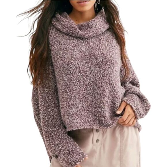 Free People BFF Oversized Sweater Cowl Neck Burgundy Pullover Size Small - Picture 1 of 8